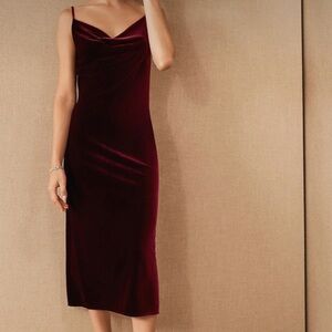 Anthropologie BHLDN Jenny Yoo Bentley Velvet Burgundy Midi Dress